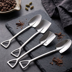 Cuchara de Postre Creativa con Forma de Pala, Cuchara de Café de Acero Inoxidable 304, Cuchara de Té Novedosa con Estilo de Herramienta de Jardinería para Helado y Pastel - Product Image 1
