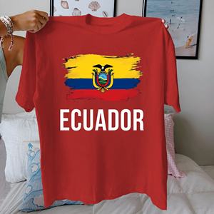 Camiseta de mujer de algodón puro con bandera ecuatoriana y texto ajuste cómodo - Product Image 2