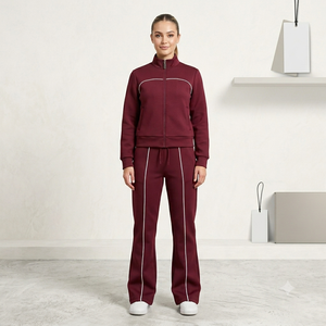 Women 2 Piece Set <b>Zip</b> <b>up</b> <b>Jacket</b> and Full Length Pants Breathable Sportswear Casual Yoga Outfit Seamless Front Logo - Product Image 1