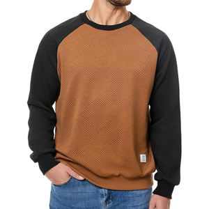 Sweat-shirt à col rond pour homme de haute qualité, patchwork, manches longues, texture géométrique, pull décontracté - Product Image 6