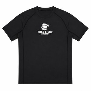เสื้อรัดกล้ามเนื้อแขนสั้นสำหรับผู้ชาย ยี่ห้อ Free Fight Industry สีดำ แห้งเร็ว - Product Image 5