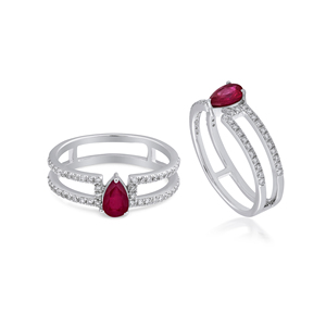 Anillo de Compromiso de Plata de Ley 925 con Doble Banda de Rubíes CZ en Forma de Pera de 6x4mm, Gema de Rubí Rojo, de Ivaan Jewels para Mujer, Venta al Por Mayor - Product Image 6