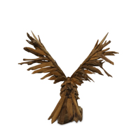Sculpture d'aigle en racine de teck artisanale Gubuk Bali, design traditionnel, rectangulaire, pour montage au sol extérieur, décoration intérieure
