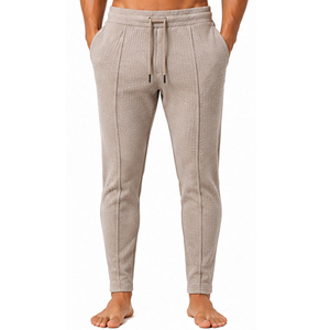 Wholesale Waffle Knit Trousers for Men <b>Slim</b> Fit Casual <b>Jogger</b> Pants Elastic Waist Drawstring Custom Sportswear Bottoms Mens Pant - Product Image 5