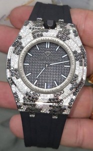 Montre mécanique Miyota Hip Hop glacée en acier inoxydable avec cadran en cristal saphir, bracelet en caoutchouc de 30 mm, fermoir pliant, analogique pour homme - Product Image 6