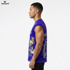 Débardeur en polyester tricoté avec logo personnalisé, style sportif estival, respirant, séchage rapide, anti-boulochage, coupe ample, sans manches - Product Image 6