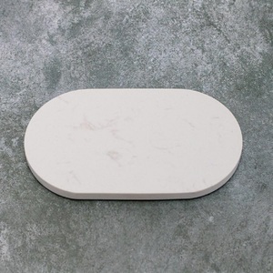 Modern White Marble Oval Decorative Tray Minimalist Vanity Organizer Tray for Bathroom Countertop <b>Coffee</b> <b>Table</b> Home Decor - Product Image 3