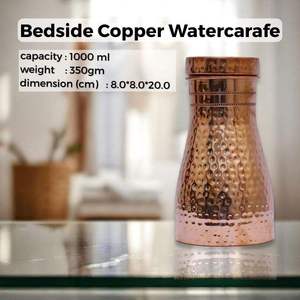 Bold Blossom 100% <b>Copper</b> Hammered Water Bottle Carafe with <b>Cup</b> 1000ml Eco-Friendly Screw-On Lid Gift Box for Home Office Travel - Product Image 5
