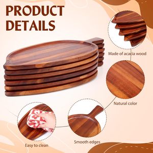 Bandeja de Servir en Forma de Hoja de Madera de Acacia de Alta Calidad para Comida, Carne, Pasta, Bocadillos, Bandeja Rústica para Servir, Vajilla al por Mayor - Product Image 4