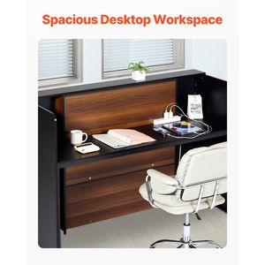 62 Inch Rectangular LED Light Reception Desk Office Front Retail <b>Counter</b> for Hotel & Shop <b>Checkouts</b> Front <b>Counter</b> Table - Product Image 5