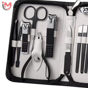 5 in 1 Stainless Steel <b>Professional</b> Pedicure <b>Kit</b> with <b>Nail</b> Scissors & Clippers Luxurious Black Leather Case - Product Image 2