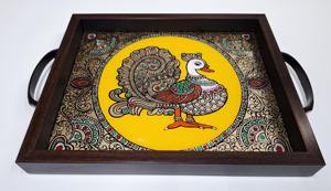 Plateau en bois imprimé peint à la main, style artisanal, pour décoration intérieure Shabby Chic, plateau de service en gros - Product Image 2