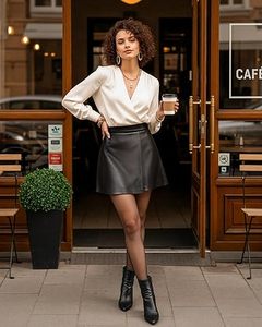 Falda Mini de Cuero Personalizada OEM para Mujer, Falda Corta Ajustada de Cuero PU de Cintura Alta, Ropa de Moda para Club, Venta al Por Mayor - Product Image 3