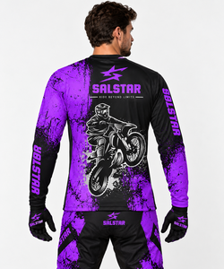 Ensemble maillot et pantalon de motocross personnalisé par sublimation, violet, équipement de course moto, vêtements de motocross, vêtements de sport OEM/ODM - Product Image 2