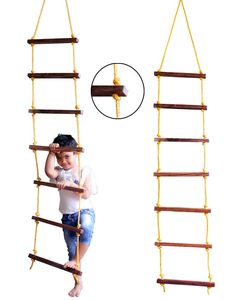 Escalera de Madera Woodensure con Anillas de Cuerda, Equipo de Juego para Niños al Aire Libre, Diseño Duradero - Product Image 3