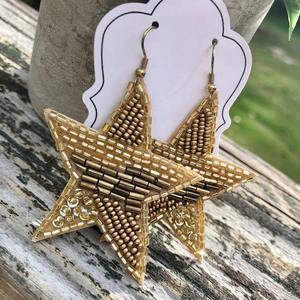 Custom <b>Handmade</b> Embroidery Seed Beaded Hoop <b>Earrings</b> Trendy For Wedding Festive Lightweight Beaded Dangle Bold Statement Piece - Product Image 5