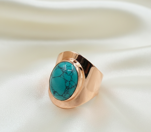 Blue Turquoise Gemstone <b>Ring</b> 925 Sterling Silver Handmade Oval Cabochon <b>Statement</b> <b>Ring</b> Vintage Style Men Jewelry - Product Image 2