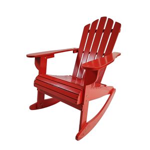 Sedia a dondolo Adirondack reclinabile rossa in legno per esterni - Product Image 3