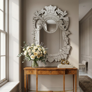 Espejo de Pared Estilo Veneciano de Lujo |   Espejo Decorativo de Estilo Barroco Vintage |   Elegante Espejo de Vidrio para Decoración de Pared de Sala de Estar - Product Image 3