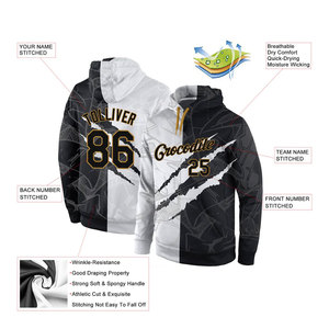 Sudadera con Capucha Deportiva 3D Negra con Patrón de Grafiti Cosido a Medida, Estilo Urbano, Calidad Premium - Product Image 6