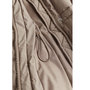 Hooded Quilted Sheep <b>Skin</b> Jacket Men Winter <b>Short</b> Length Zipper Closure Solid Color Regular Fit Thick Puffer Outerwear Nylon - Product Image 6
