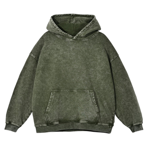 Sweat-shirt à capuche pour homme, couleur unie, effet délavé, coupe ample, tricoté en molleton, style décontracté, automne, beige - Product Image 4