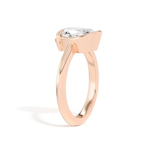 Bague de fiançailles, de mariage et d'anniversaire en or massif 14 carats avec diamant taille émeraude ovale inclinée Ando, certifiée IGI, cadeau de luxe - Product Image 5