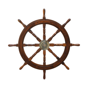 Decoración de Pared con Timón de Barco Pintado, Timón de Barco de Madera para Decoración de Interiores, Diseño para Sala de Estar, Acabado Artesanal, Timón Náutico - Product Image 1