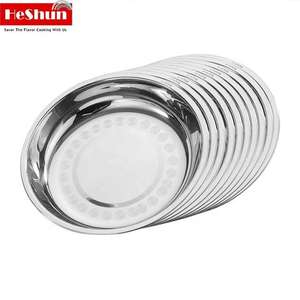 Plateaux de service ronds en acier inoxydable 304 personnalisés pour restaurants, assiettes creuses pour dîner et fruits, vente en gros - Product Image 2