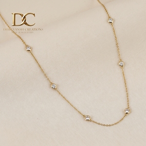 Collar de Oro Amarillo Sólido de 9K con Certificado IGI, Diseño Moderno con Diamante Cultivado en Laboratorio con Engaste de Bisel, Joyería Elegante para Mujer - Product Image 5