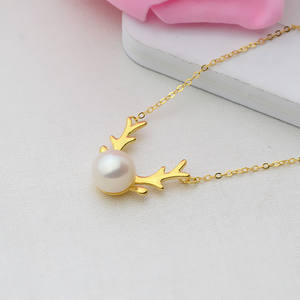 Collar con Colgante de Plata S925 con Astas de Ciervo, Cadena para Clavícula y Juego de Perlas, Accesorios de Joyería DIY para Mujer, Semi-Acabado 351 - Product Image 4