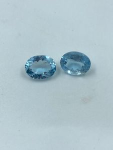 Aigue-marine naturelle de haute qualité, bleu ciel, taille ovale, pierres précieuses en vrac, 2 pièces, 3,25 carats, 7x9 mm, pour la fabrication de bijoux (bagues) - Product Image 4