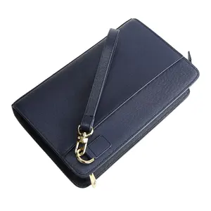 Fashionable Navy Leather Clutch Bags for Women and Men 2024 Trend Wholesale High Quality Luxury Genuine Leather Clutch Wallet