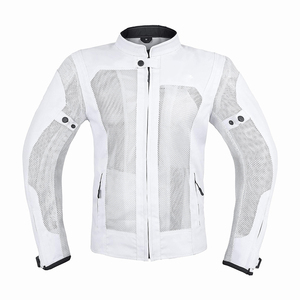 White Men's Full Sleeve Breathable <b>Motorcycle</b> <b>Jacket</b> <b>Summer</b> Mesh Riding Wear Adult Style - Product Image 2