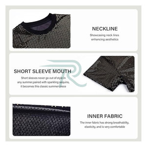 Custom <b>Funky</b> Shiny Cotton Tshirt Anti-wrinkle Breathable Soft V-neck Short Sleeve Regular Fit Eco-Friendly Quick Dry 180g Men - Product Image 4