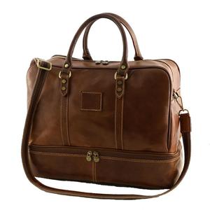 Sac de voyage en cuir véritable rétro, style vintage, sac de week-end, sac de voyage pour homme et femme, grande capacité, fermeture éclair, bagage à main LDB-0234 - Product Image 1