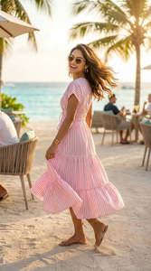 Vestido Camisero Midi de Manga Corta con Cuello Polo, Dobladillo Asimétrico y Detalle de Botones, Color Sólido, Tejido de Tela, Estilo Casual - Product Image 2