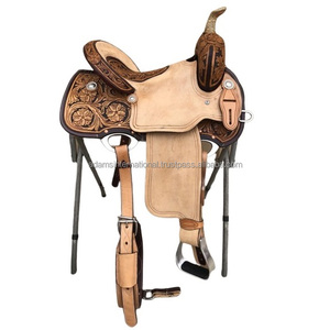 Selle de cheval en cuir véritable de western avec jeu de punaises | selle de western confortable Grossiste | accessoires pour chevaux produits pour chevaux - Product Image 1