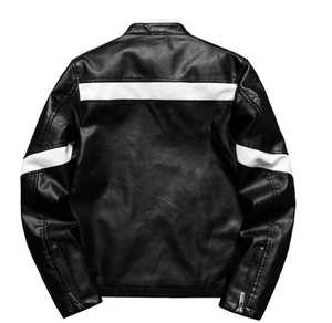 <b>Men's</b> Genuine <b>Leather</b> <b>Jacket</b> Stand Collar Zipper Closure Zippers Decoration Breathable Wool Lining Custom Logo Moto Biker Style - Product Image 6