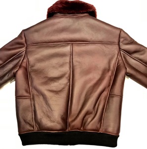 <b>Men's</b> Genuine Leather <b>Shearling</b> Winter Coat Premium Fur Lined Aviator <b>Jacket</b> Warm Stylish Durable Outerwear Fashion - Product Image 3