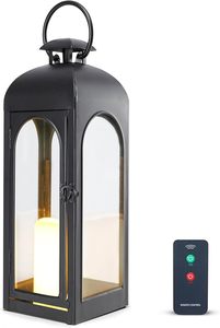 Lanterne en métal écologique et élégante avec panneau en verre, porte-bougie pour la décoration intérieure et l'éclairage extérieur - Product Image 6