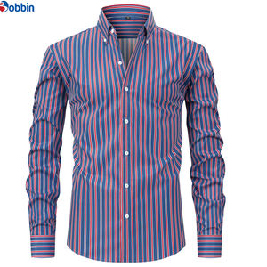 Camisa de Negocios Personalizada para Hombre, Nueva Moda, Estampado a Rayas, Solapa, Cierre de un Botón, Manga Larga, Talla Grande - Product Image 2