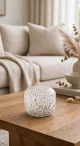 White Gold Speckled <b>Art</b> <b>Deco</b> Glass Table <b>Vase</b> Round Modern Luxury Centerpiece Bowl for Home Wedding Decor - Product Image 2