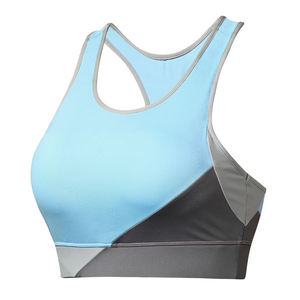 Soutien-gorge de sport pour femme, bretelles croisées, maintien moyen, respirant, sans coutures, couleur unie, design à bordures contrastées - Product Image 6