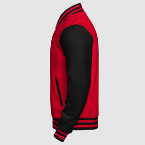 Veste de baseball pour homme, rouge et noir, coupe classique, couleur unie, fermeture à boutons, vêtement décontracté pour l'automne, dernier design - Product Image 3