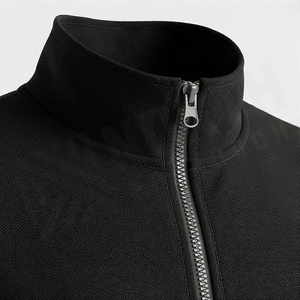 Survêtement noir pour homme, fermeture éclair intégrale, col montant, pantalon de jogging sportif, couleur unie, respirant, polyester, vêtement d'automne, coupe classique - Product Image 4