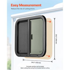 Horizontal RV Window 24\" W X 20\" H Tinted Sliding RV Window Net Screen with Trim <b>Ring</b> Fits 15/16\" 1 3/4\" <b>Thickness</b> Walls - Product Image 6