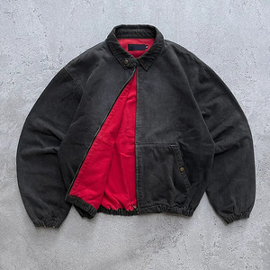 Chaqueta Bomber de Cuero PU Negra para Hombre, Cuello Camisero, Corte Holgado Informal, Acabado Lavado, Resistente al Viento, Estilo Retro, Manga Regular - Product Image 4