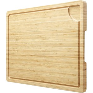 Tabla de cortar de bambú rectangular con mango, antiolor, antibacteriana, duradera, ligera y fácil de limpiar - Product Image 1