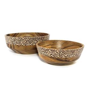 Bol de service en bois sculpté à la main à motif floral, plat à salade, centre de table pour fruits, décoration intérieure, cadeau, fabricant, fournisseur - Product Image 4